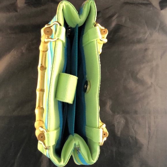 Tianna Spring Handbag Striped Purse Bamboo Handles - Picture 3 of 8